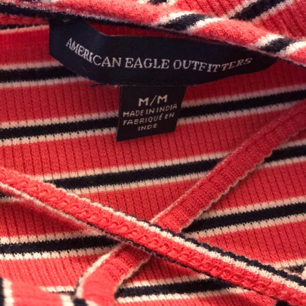 AE Outfitters striped mini Dress open back rib shirt look size M - Picture 6 of 8